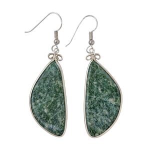 Estate Sterling Silver 925 Nephrite Jade Dangle Earrings